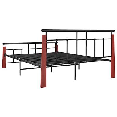Bedframe metaal en massief eikenhout 140x200 cm