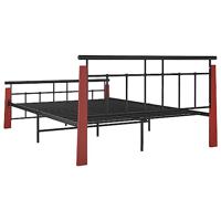 Bedframe metaal en massief eikenhout 140x200 cm - thumbnail