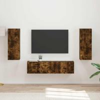 Tv-meubelset Wandgemonteerd 2 pcs Gerookt eiken Bewerkt hout - thumbnail