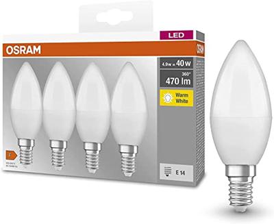 OSRAM HOMELIGHTING 4058075819474 LED-lamp Energielabel F (A - G) E14 Kaars 4.9 W = 40 W Warmwit (Ø x l) 35 mm x 103 mm 4 stuk(s)