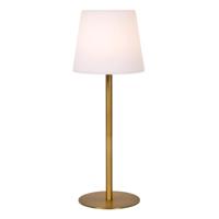 Lucide TYON - Oplaadbare Tafellamp Binnen/Buiten - Accu/Batterij - Ø 15 cm - LED Dimb. - 1x2W 2700K - IP65 - Mat Goud / Messing - thumbnail
