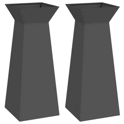Pilaar Plantenbak 2 pcs Zwart 40 x 40 x 100 cm
