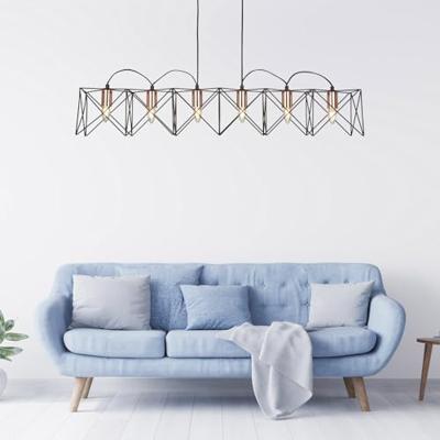 Searchlight Eetkamer hanglampAnthea 6-lichts zwart met roodkoper - 8416-6BK