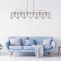 Searchlight Eetkamer hanglampAnthea 6-lichts zwart met roodkoper - 8416-6BK - thumbnail