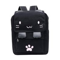 Kat vorm Leisure Fashion Canvas dubbele schouders tas Backpack(Black) - thumbnail