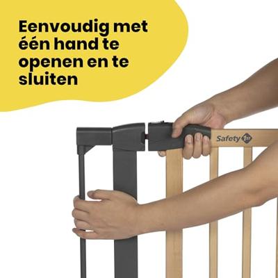 VEILIGHEID 1ST SIMPLY CLOSE HOUT & META, Druk, 73-80 cm (Max. 94cm), zonder schroeven of boren, Openen met één hand, Hout en Grafiet