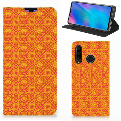Huawei P30 Lite New Edition | Hoesje met Magneet | Batik Oranje Huawei P30 Lite New Edition | Hoesje met Magneet | Batik Oranje