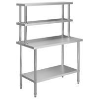 VidaXL Keukenwerktafel met bovenschap 120x60x150 cm roestvrij staal - thumbnail