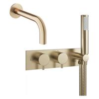 Crosswater MPRO inbouw thermostatisch badkraan horizontaal 2 functies met handdouche set met uitloop geborsteld messing (goud) sw385375/sw385438/sw454719/ - thumbnail