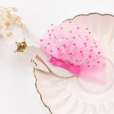 2 PC'S Fashion Princess Swan hoofdtooi Kids Hair clips haarspelden (koraal rood)