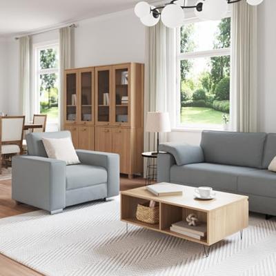 Bankstel met kussen 3 pcs Grijs 219 x 77 x 82 cm Stof