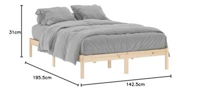 Bedframe zonder matras massief grenenhout 137x190 cm vol