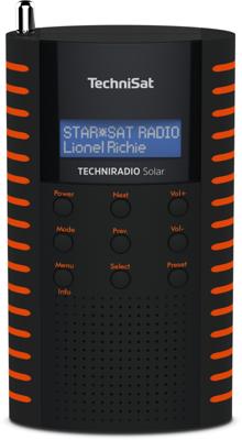 TechniSat TechniRadio Draagbare DAB radio op zonne-energie, DAB+, FM, hoofdtelefoonaansluiting, opladen via zonnepaneel, IPX 5 spatwaterdicht, zwart/oranje