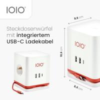IOIO contactdoos SW1000, 3 stopcontacten en 3 USB-poorten, kubus, wit - thumbnail