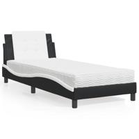 Bedframe zonder matras "Zadar" kunstleer zwart en wit 90x190 cm - thumbnail