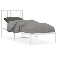 Bedframe met hoofdbord metaal wit 150x200 cm - thumbnail