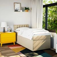 Boxspring met matras stof crèmekleurig 160x200 cm - thumbnail