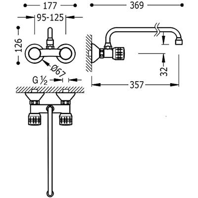 Ese-23 Inbouw keukenset Afstand vanaf muur 360 mm 123230 Tres