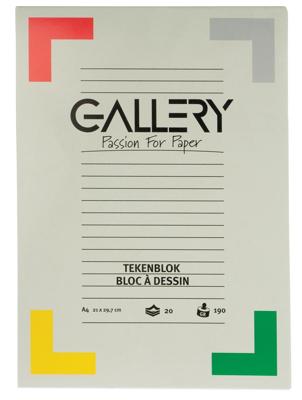 Gallery tekenpapier, 190 g, ft 21 x 29,7 cm, A4, extra zwaar houtvrij papier, blok van 20 vel