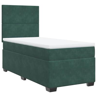 Boxspring met matras fluweel donkergroen 200x200 cm - thumbnail