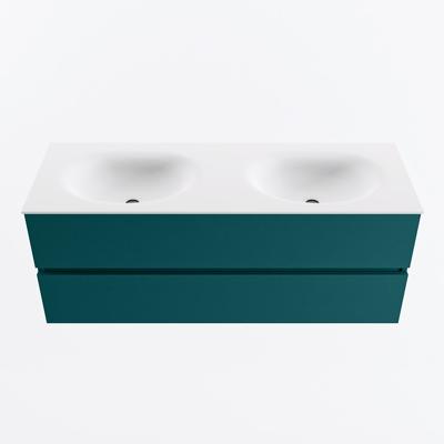 MONDIAZ VICA 130cm badmeubel onderkast Smag 2 lades. Wastafel MOON dubbel 2 kraangaten, kleur Talc.