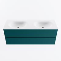 MONDIAZ VICA 130cm badmeubel onderkast Smag 2 lades. Wastafel MOON dubbel 2 kraangaten, kleur Talc. - thumbnail