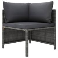 3-delige Loungeset met kussens poly rattan grijs - thumbnail