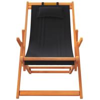 Strandstoelen 2 st inklapbaar stof zwart - thumbnail