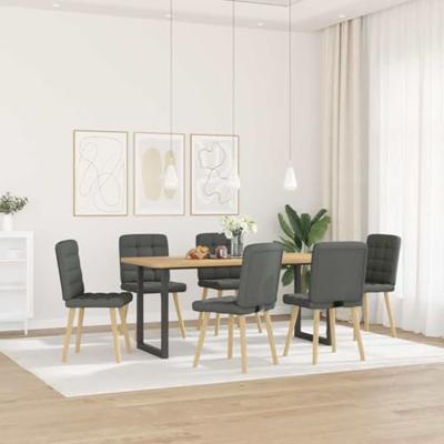 Eetkamerstoelen 6 st stof donkergrijs