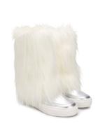Andorine faux fur and leather boots - SILVER - thumbnail