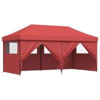 Partytent inklapbaar pop-up met 4 zijwanden bordeauxrood - thumbnail