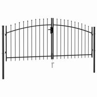 VidaXL Poort met puntige bovenkant dubbel 3x1,25 m staal zwart - thumbnail
