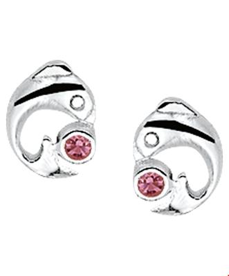 TFT Oorknoppen Dolfijn Zirkonia Zilver Gerhodineerd Glanzend 8.5 mm x 6.5 mm