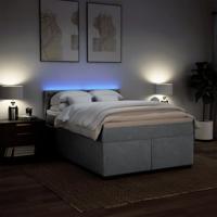 Boxspring met matras stof lichtgrijs 140x190 cm - thumbnail