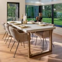 Richmond Eettafel 'Whitebone' Visgraat Eikenhout, 235 x 100cm, kleur Verona Grey - thumbnail