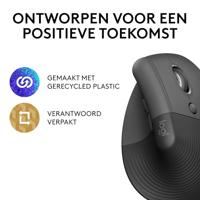 Logitech Lift Vertical Ergonomic Mouse Ergonomische muis Bluetooth, Radiografisch Optisch Graphite 6 Toetsen 4000 dpi Ergonomisch - thumbnail