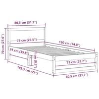 Bedframe met Hoofdeinde Wasbruin 75x190 cm Massief Vurenhout - thumbnail