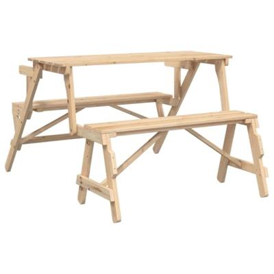 Picknicktafel met banken 2-in-1 ombouwbaar massief vurenhout