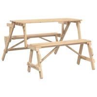 Picknicktafel met banken 2-in-1 ombouwbaar massief vurenhout - thumbnail