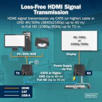 Digitus DS-55357 HDMI-extender HDMI, HDMI-ingang, USB, USB-A, USB-A 1.1, RJ45 Via netwerkkabel RJ45 40 m - thumbnail