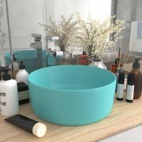 VidaXL Wastafel rond 40x15 cm keramiek mat lichtgroen - thumbnail