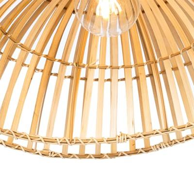 QAZQA Oosterse booglamp zwart met naturel bamboe - Pua