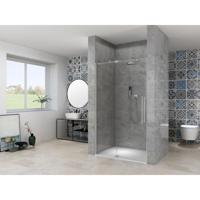 Van Rijn Products ST08 Nis Draaideur - 140x200cm - helder glas - dikte 8mm - 2 delig - muurprofiel - stabilisatiestang - RVS ST08300140HEBN - thumbnail