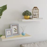 VidaXL Wandschappen zwevend 2 st 60x23,5x3,8 cm mdf eikenkleurig wit - thumbnail