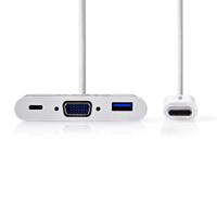 USB-C-Adapterkabel | Type-C Male - USB-A Female + Type-C Female + VGA Female | 0,2 m | Wit - thumbnail