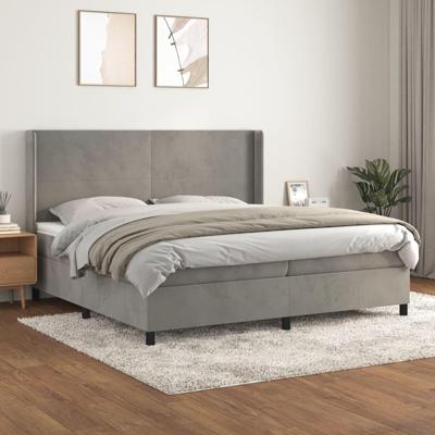 Boxspring met matras fluweel lichtgrijs 200x200 cm