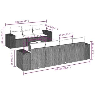 8-delige Loungeset met kussens poly rattan beige