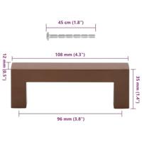 Handvatten 10 st 96 mm roestvrij staal bronskleurig - thumbnail