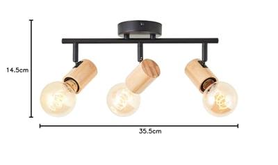 Brilliant PlafondlampKerry 3-lichts zwart met hout - 99715/76
