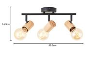 Brilliant PlafondlampKerry 3-lichts zwart met hout - 99715/76 - thumbnail